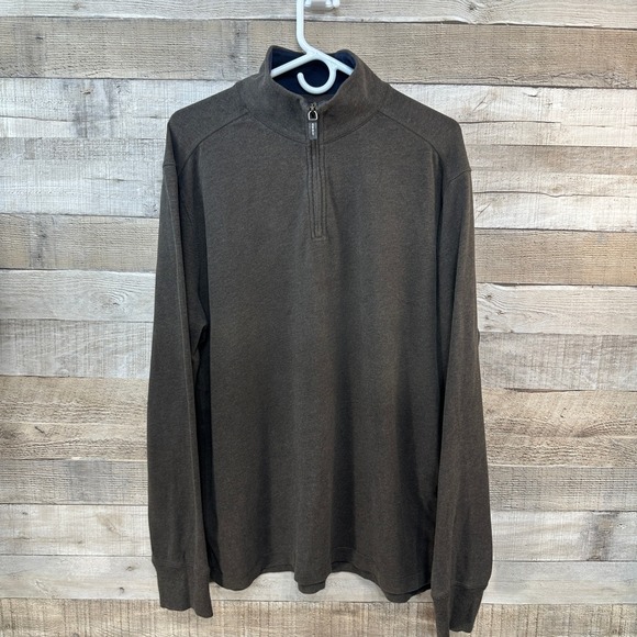 J Crew Mens Heathered Brown 1/2 Zip Mock Collar Pullover Sweater XL Large - Picture 1 of 6